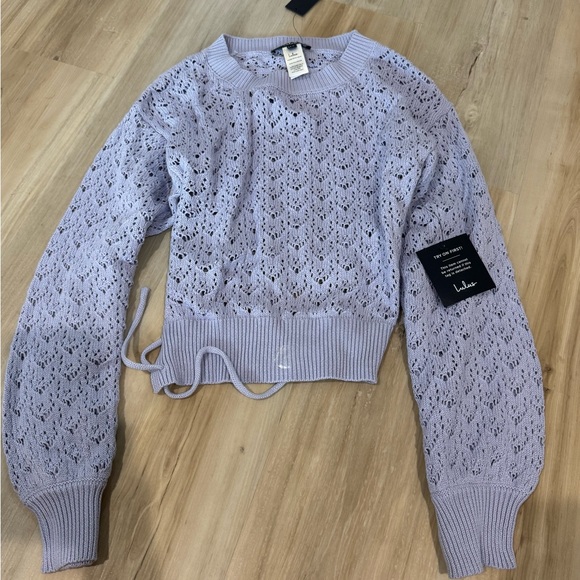 Lulus Sweaters - Lavender Lace Knit Sweater
